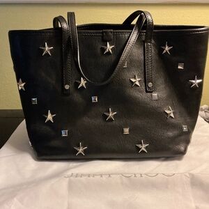 Jimmy Choo Calfskin Sasha Mini Star & Square Studded Tote